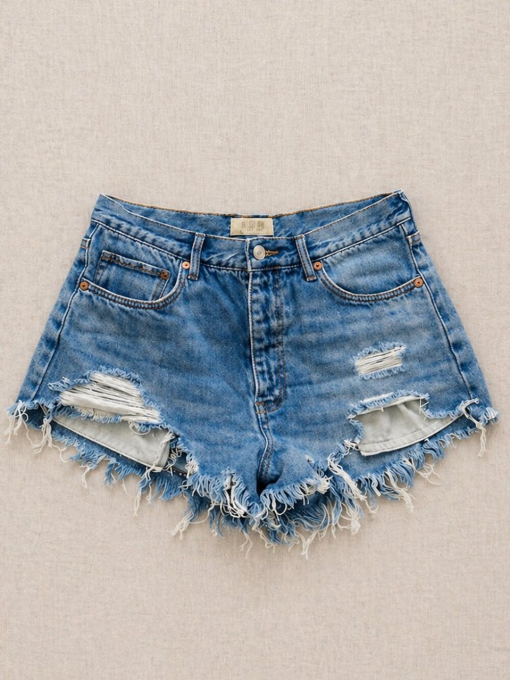 Free People We The Free Distressed Denim Shorts Size 31 High Rise Cutoff Jean